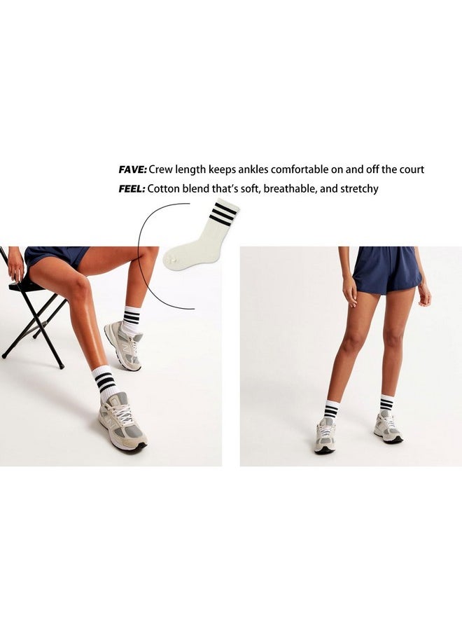 ForBaysy 4 PAIRS Retro Stripe Tube Socks Classic Athletic Sport Crew Socks For Women Casual Cotton Novelty Socks Unisex  - Image 2