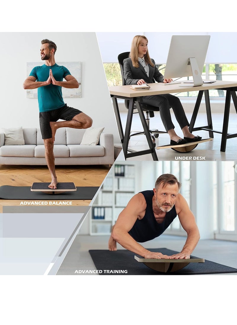 Cool Baby Style COOLBABY Professional Wooden Balance Board Under-Desk Balance Board Anti-Slip Rollers Rocker For Standing Desks And Rehabilitation Exercises Wooden Balance Board Supports Weights Up To 350 lbs  - Image 2