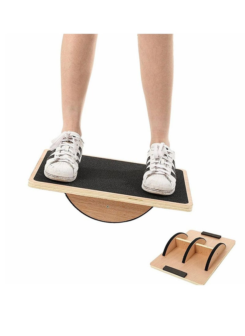 Cool Baby Style COOLBABY Professional Wooden Balance Board Under-Desk Balance Board Anti-Slip Rollers Rocker For Standing Desks And Rehabilitation Exercises Wooden Balance Board Supports Weights Up To 350 lbs  - Image 1