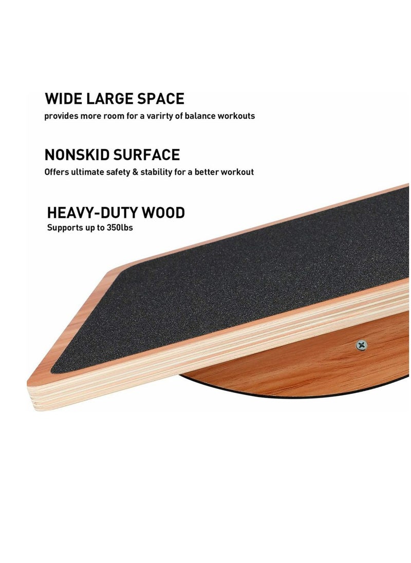 Cool Baby Style COOLBABY Professional Wooden Balance Board Under-Desk Balance Board Anti-Slip Rollers Rocker For Standing Desks And Rehabilitation Exercises Wooden Balance Board Supports Weights Up To 350 lbs  - Image 4