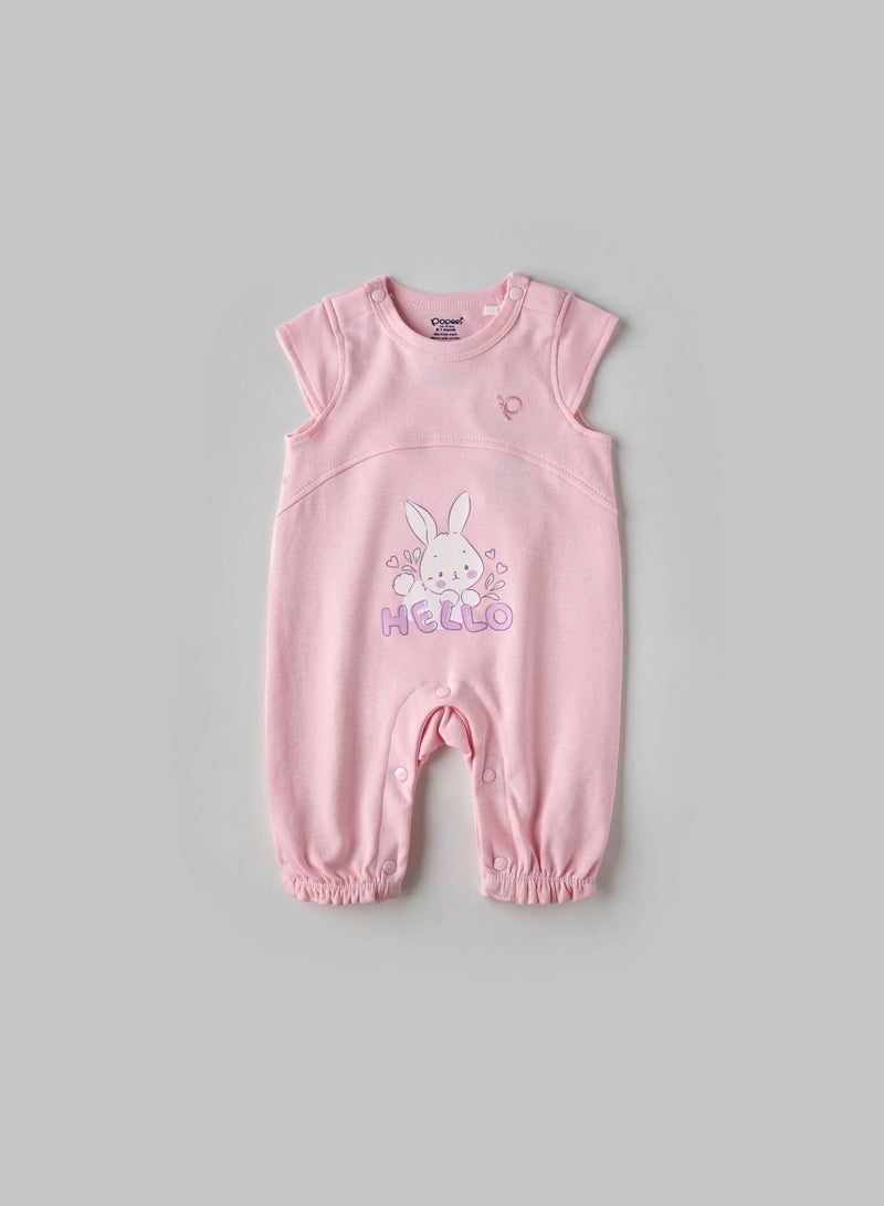 POPEES Popees Bunny Printed Short Sleeve Romper for (0-6 Months) Newborn Girls  - Image 1