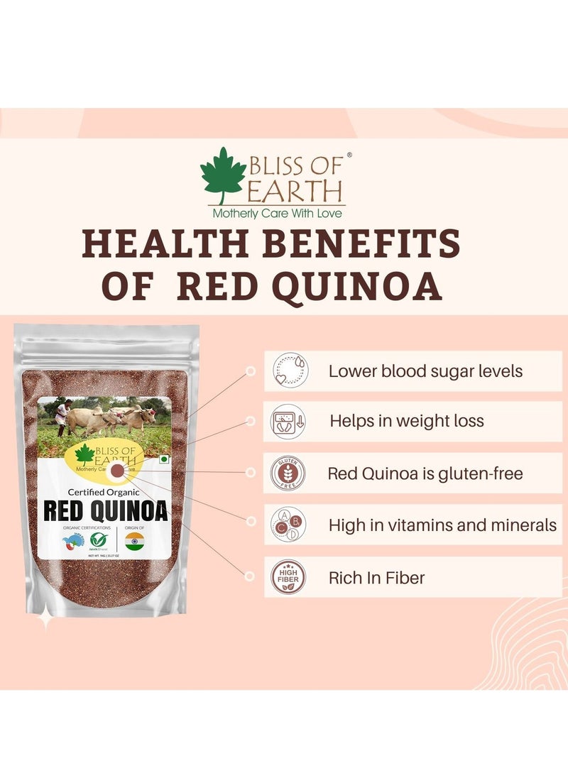 BLISS OF EARTH Organic Red Quinoa 700gm for Weight Loss Raw Daily Healthy Diet superfood  - Image 3