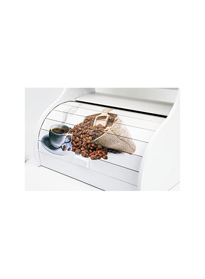 erorex صندوق خبز خشبي أبيض مع حامل منشفة | حاوية صندوق خبز مع غطاء قابل لللف | صندوق تخزين خشبي للمطبخ - Image 2