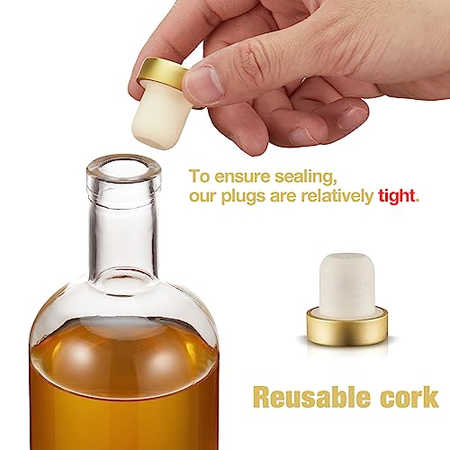 Mfacoy Set of 6 Glass Bottles, 12 oz Clear Liquor Bottles, Heavy Base Glass Bottle with T-Top Cap, Vodka Bottle for Wine Beverages Drinks Oil Vinegar Kombucha Beer with Cork Stopper Airtight Lid - Image 5
