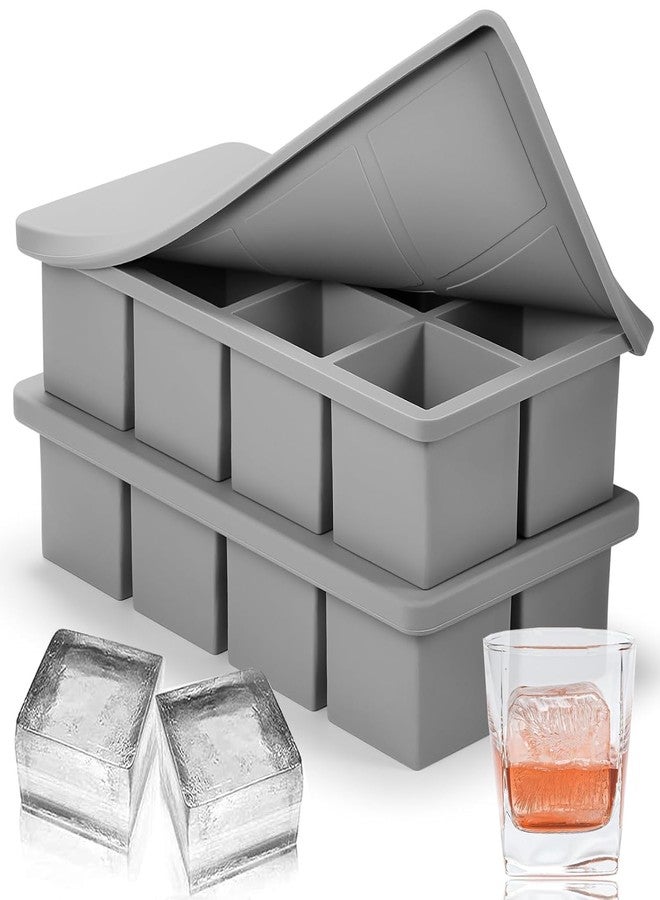DMAYA Large Ice Cube Tray Silicone Ice Cube Trays for Freezer Stackable Ice Cube Mould for Making Large Square Ice Cubes - Grey (1) - Image 1