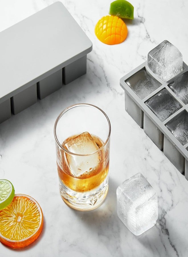 DMAYA Large Ice Cube Tray Silicone Ice Cube Trays for Freezer Stackable Ice Cube Mould for Making Large Square Ice Cubes - Grey (1) - Image 2