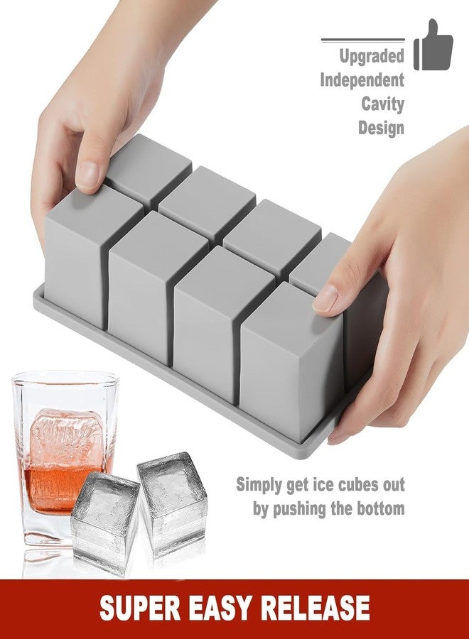 DMAYA Large Ice Cube Tray Silicone Ice Cube Trays for Freezer Stackable Ice Cube Mould for Making Large Square Ice Cubes - Grey (1) - Image 5