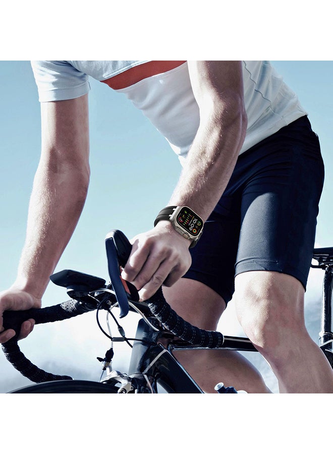 O Ozone Liquid Silicone Rubber Bands For Apple Watch Series 10 | Ultra 2 | 8 Ultra | 9 | 8 | 7 | 6 , 49/46/45/44/42mm Luxury Band with Stainless Steel Adapter- Grey - Image 5