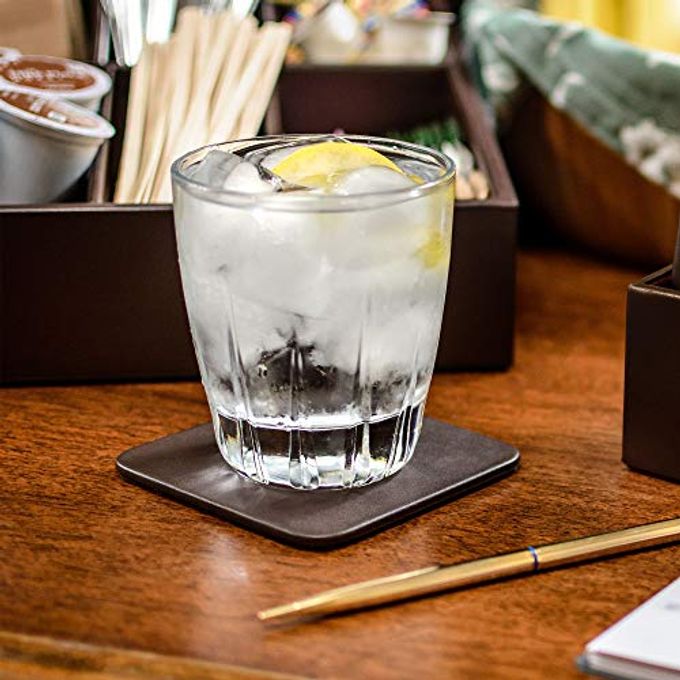 Dacasso Chocolate Brown Leather Square Coaster - Image 4