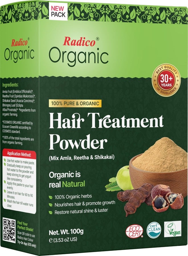 Radico Organic Amla, Reetha, Shikakai Mix Hair Treatment Powder - 100% Organic, 100% Natural Herbs For Soft, Shiny & Healthy Hair, Prevents Dandruff & Thinning (100g) - Image 2