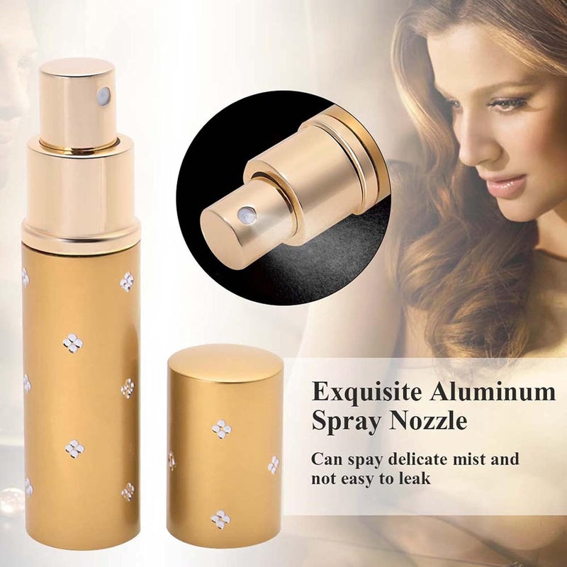 زجاجة رذاذ عطر قابلة لإعادة التعبئة صغيرة ومحمولة، حجم سفر - زجاجات تعبئة لرذاذ العطر، زجاجة رش عطر صغيرة سعة 10 مل (ذهبية) - Image 4
