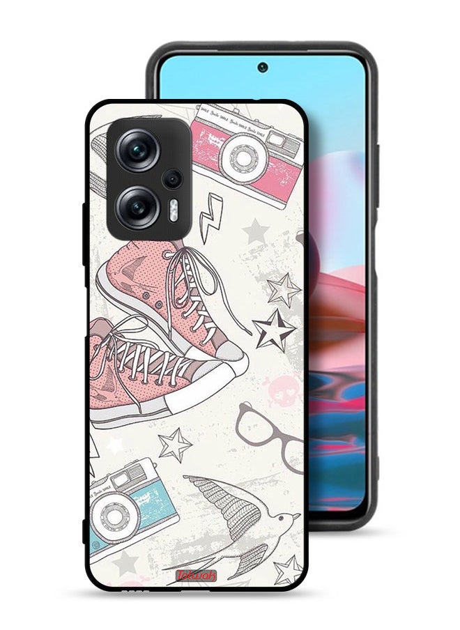 Tolwak - Xiaomi Redmi Note 11T Pro Plus 5G Protective Case Cover Canva Shoes And Camera Art - Image 1