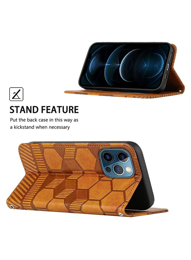 زبون جراب هاتف iPhone 12 Pro Max من الجلد المغناطيسي بتصميم كرة القدم - Image 5