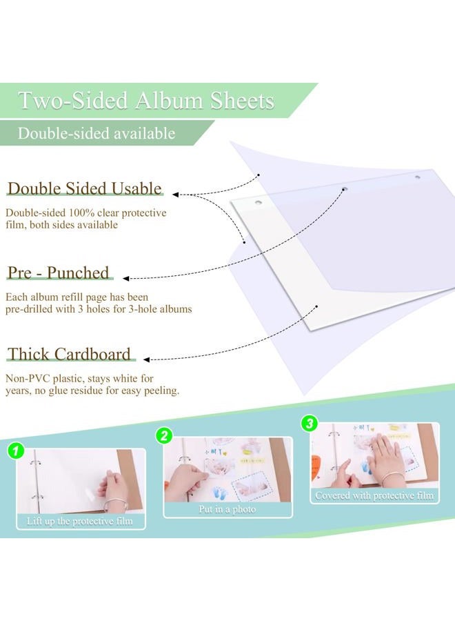 Dxmimer 11 x 9 Inch Photo Album Refill Pages, 140 Pages, 70 Sheets, Self-Adhesive, Compatible with Standard Three-Ring Binders - Image 3