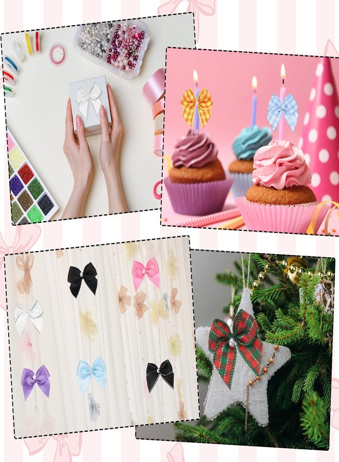 ميكسينيتي مجموعة ميكانيكسي، 60 قطعة من فيونكات الشريط الصغيرة باللون الأسود/الرمادي/الفضي مع لؤلؤ، زينة زهور شريطية مقاس 1 بوصة، مثالية للأعمال اليدوية، وخياطة فيونكات الشعر، وحفلات الزفاف، وتزيين الكريسماس. - Image 5