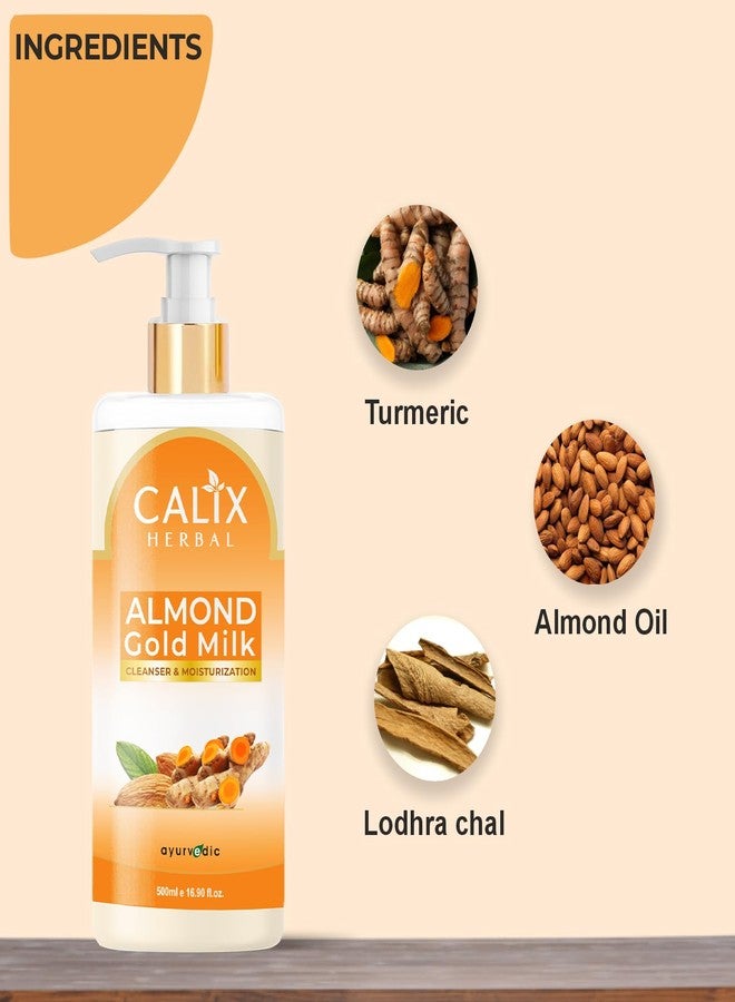 كلاليكس هيربال غسول كاليكس العشبي العضوي والأيورفيدي بحليب اللوز الذهبي لتنظيف الوجه للرجال والنساء، مناسب لجميع أنواع البشرة (500 مل) - Image 4