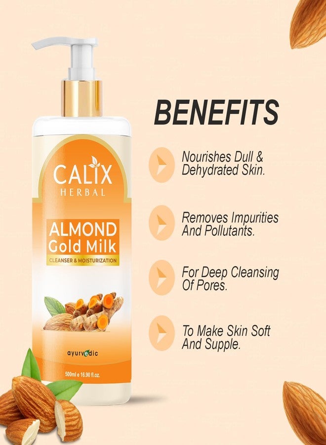 كلاليكس هيربال غسول كاليكس العشبي العضوي والأيورفيدي بحليب اللوز الذهبي لتنظيف الوجه للرجال والنساء، مناسب لجميع أنواع البشرة (500 مل) - Image 2