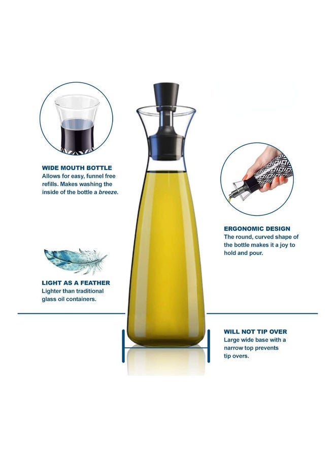 NIBEMINENT No Funnel Needed Olive Oil and Vinegar Dispenser Glass Cruet Bottle for Kitchen with Silicone Cap Clear 28 x 8cm  - Image 2