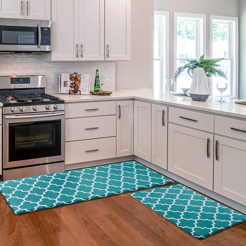 KMAT Kitchen Mat [2 PCS] Cushioned Anti-Fatigue Kitchen Rug, Waterproof Non-Slip Mats and Rugs Heavy Duty PVC Ergonomic Comfort Standing Foam Mat for Kitchen, Floor Home, Office, Sink, Laundry - Image 1