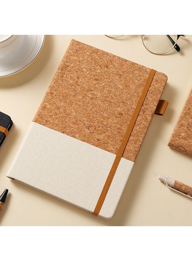 A5 Cork Journal Notebook for Writing, 200 Pages Lined Hardcover Notebook Diary with Pen Holder for School and Work (Brown&Beige) - Image 1
