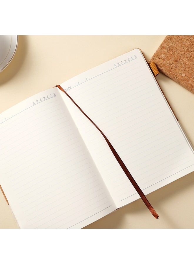 A5 Cork Journal Notebook for Writing, 200 Pages Lined Hardcover Notebook Diary with Pen Holder for School and Work (Brown&Beige) - Image 3