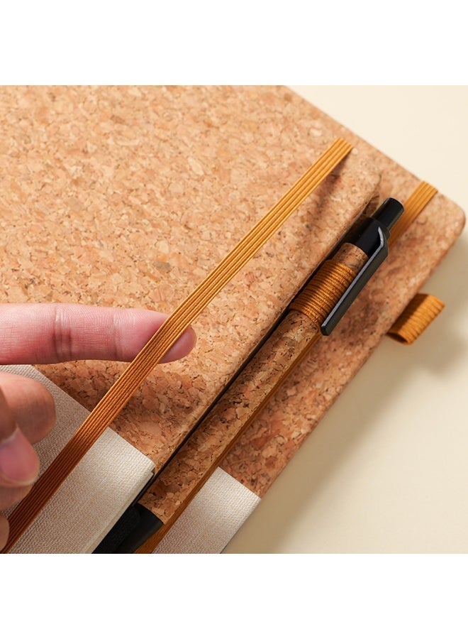 A5 Cork Journal Notebook for Writing, 200 Pages Lined Hardcover Notebook Diary with Pen Holder for School and Work (Brown&Beige) - Image 2