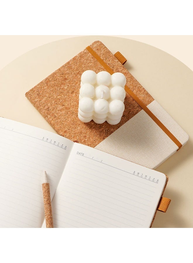 A5 Cork Journal Notebook for Writing, 200 Pages Lined Hardcover Notebook Diary with Pen Holder for School and Work (Brown&Beige) - Image 5