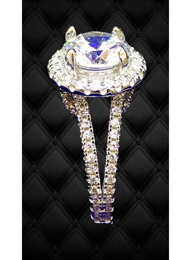 A women's Swiss silver ring, 925 sterling silver, plated with white gold. The model is known worldwide as "Queen's secret." The name refers to "Queen Victoria," the queen of rare and valuable collectibles. - Image 3