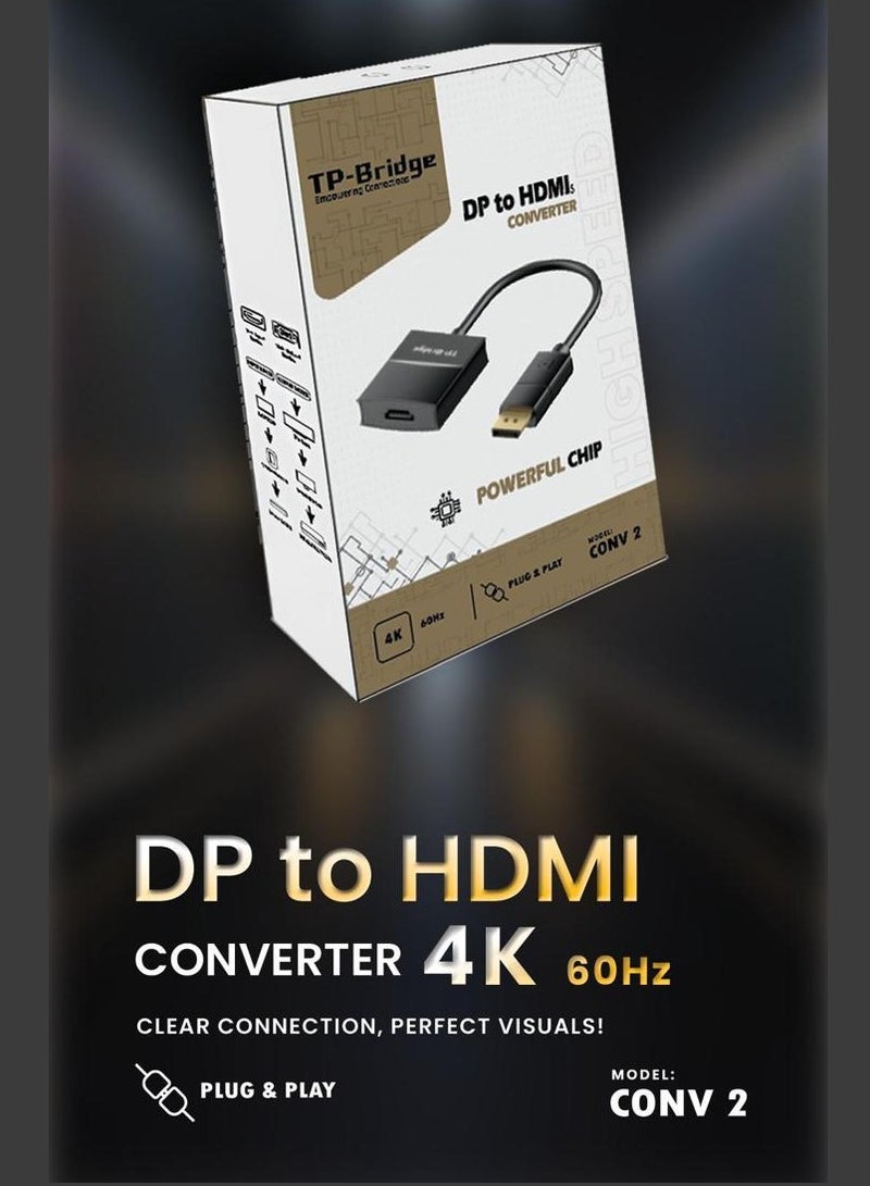 تي بي بردج محول كابل من DP إلى HDMI – أسود  - Image 3