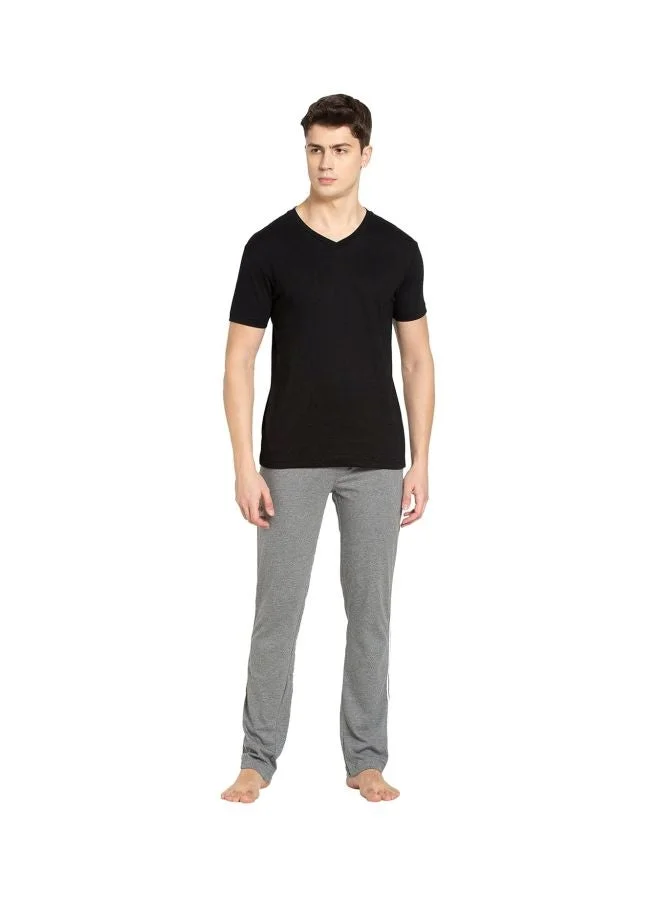 Jockey BLACK 2726 Men Super Combed Cotton Rich Solid V Neck Half Sleeve T Shirt for Men | Best Price UAE