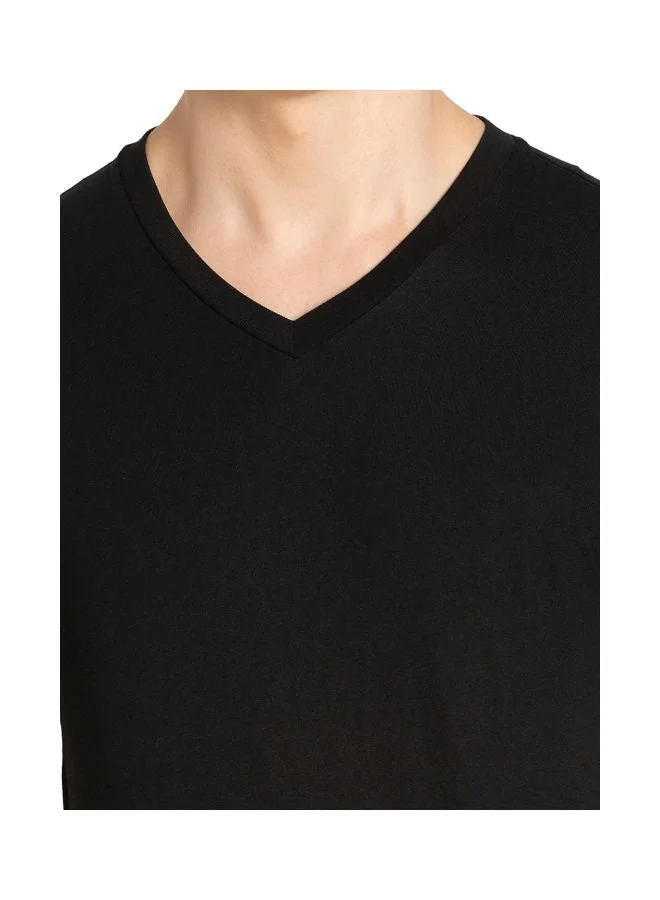 Jockey BLACK 2726 Men Super Combed Cotton Rich Solid V Neck Half Sleeve T Shirt for Men | Best Price UAE