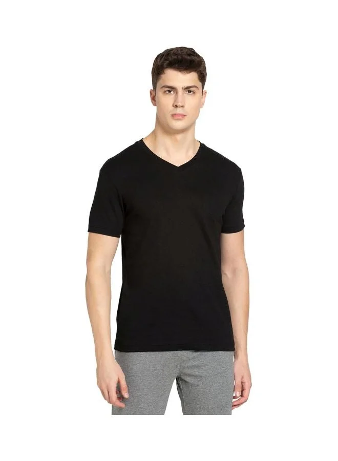 JOCKEY 2726 Men Super Combed Cotton Rich Solid V Neck Half Sleeve T Shirt