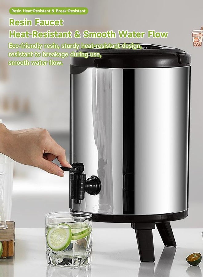 12L big size, 304 stainless steel milk tea bucket, commercial insulated bucket, with faucet, milk tea store tea bucket, soybean milk bucket - Image 1