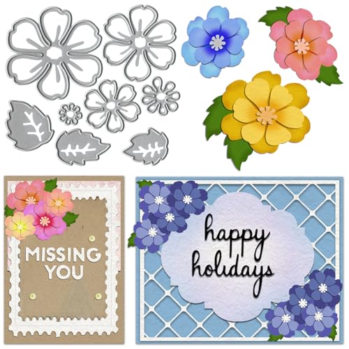 Hying Hollow Flowers Cutting Dies for Card Making, Floral Leaves Die Cuts Flower Embossing Template for Scrapbooking DIY Photo Albums Crafts - Image 1