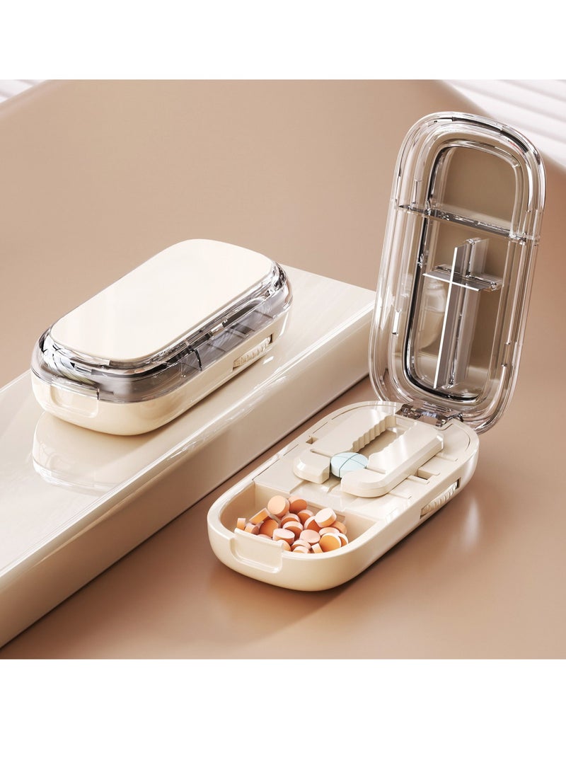 Adjustable Pill Splitter for Small Pills - Precision Cutter with Centering Device, Easy to Use, Travel Sized - Black - Image 1