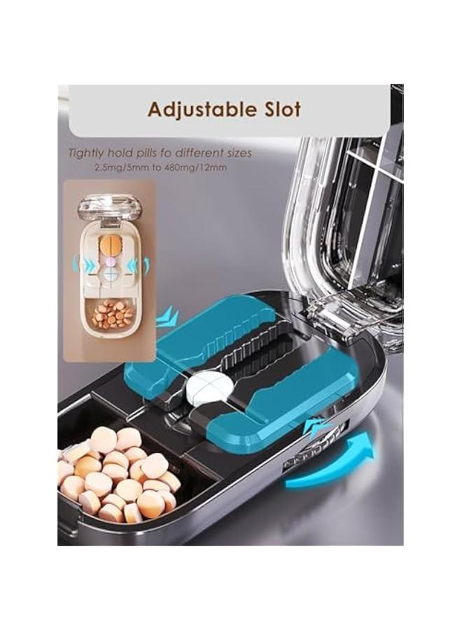 Adjustable Pill Splitter for Small Pills - Precision Cutter with Centering Device, Easy to Use, Travel Sized - Black - Image 4