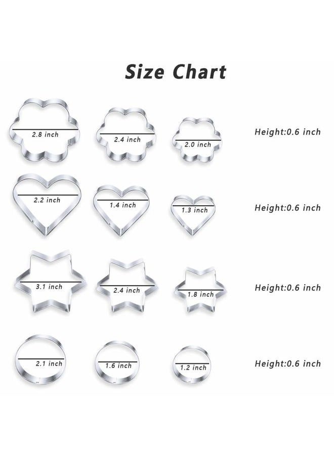 MCIGICM Cookie Cutters Shapes Baking Set, 12PCS Flower Round Heart Star Shape Biscuit Stainless Steel Metal Molds Cutters for Kitchen Baking Halloween Christmas Small Cookie Cutters - Image 5