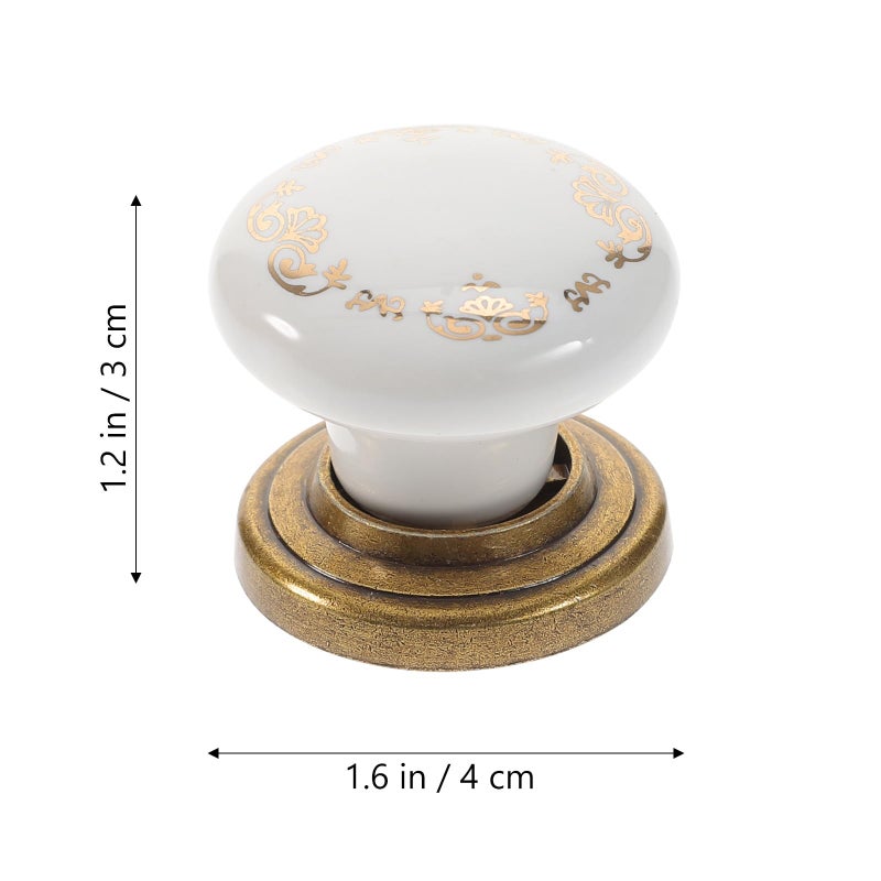 4Pcs Round Porcelain Cabinet Knobs Gold Thread Pattern Thickened Ceramic Drawer Pulls - Image 3