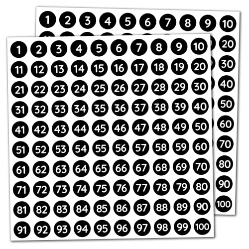 TownStix 25 Sheets, 1-100 Number Stickers Labels - 0.4" Round, Black, Pack of 2500 - Image 1