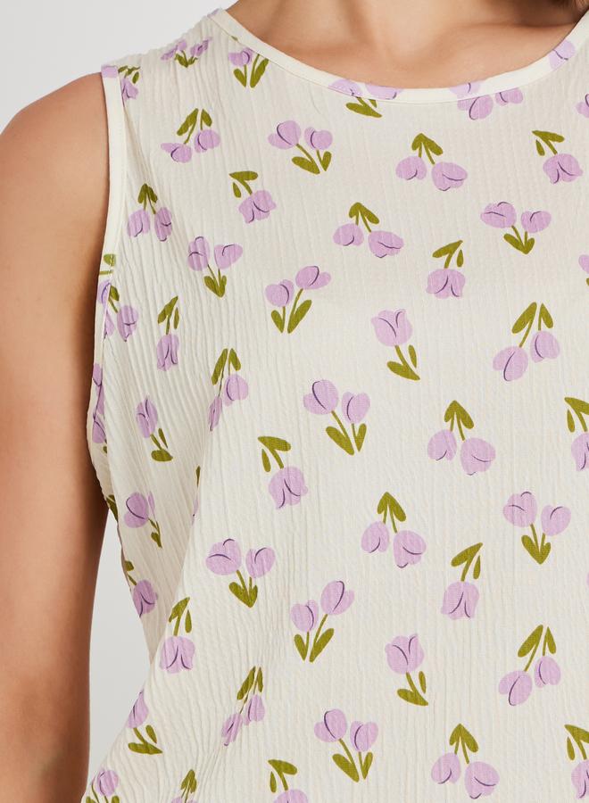 Take Two Take Two Printed Round Neck Sleeveless Nightdress  - Image 3