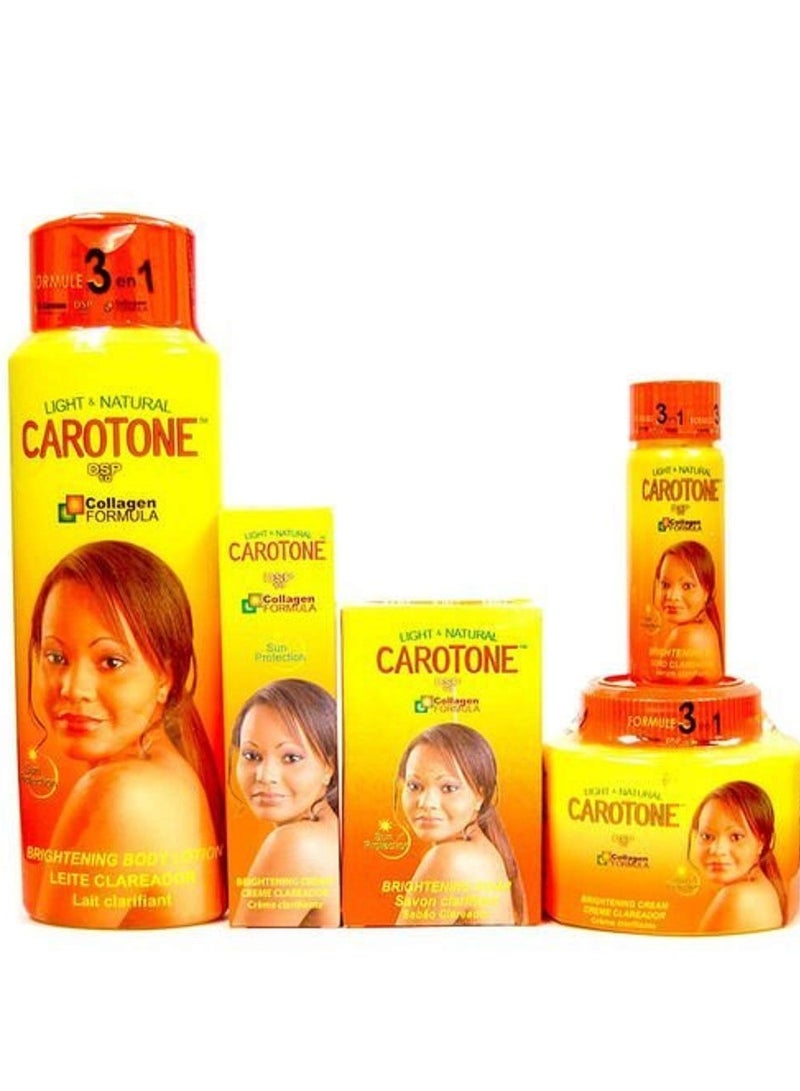 Carotone Carotene Collagen Formula Brightening Cream 135ml Body Lotion 215 ml Soap 190 g Light And Natural Black Spot Corrector Trio Multicolor