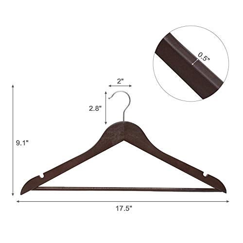 Evolluxi Lotus Wooden Hangers, Solid Wood Shirt Hangers,Dress Coat Jacket Clothes Hangers,with Extra Smooth Finish, 360 Degree Swivel Hook(Retro) (Walnut, 8) - Image 2