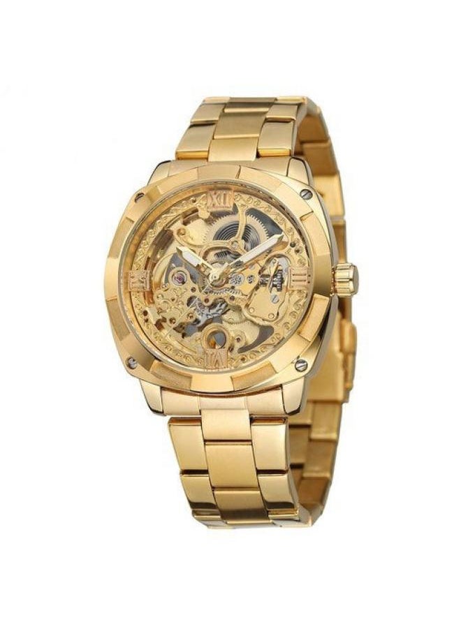 Generic New European And American Men's Fashion Retro Carved Hollow Luminous Waterproof Automatic Mechanical Watch 