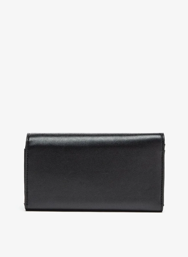 Flora Bella By Shoexpress Textured Clutch with Magnetic Button Closure and Chain Strap