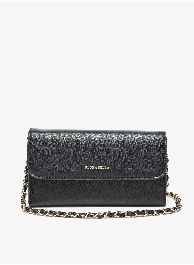 فلورا بيلا من شو إكسبرس Textured Clutch with Magnetic Button Closure and Chain Strap