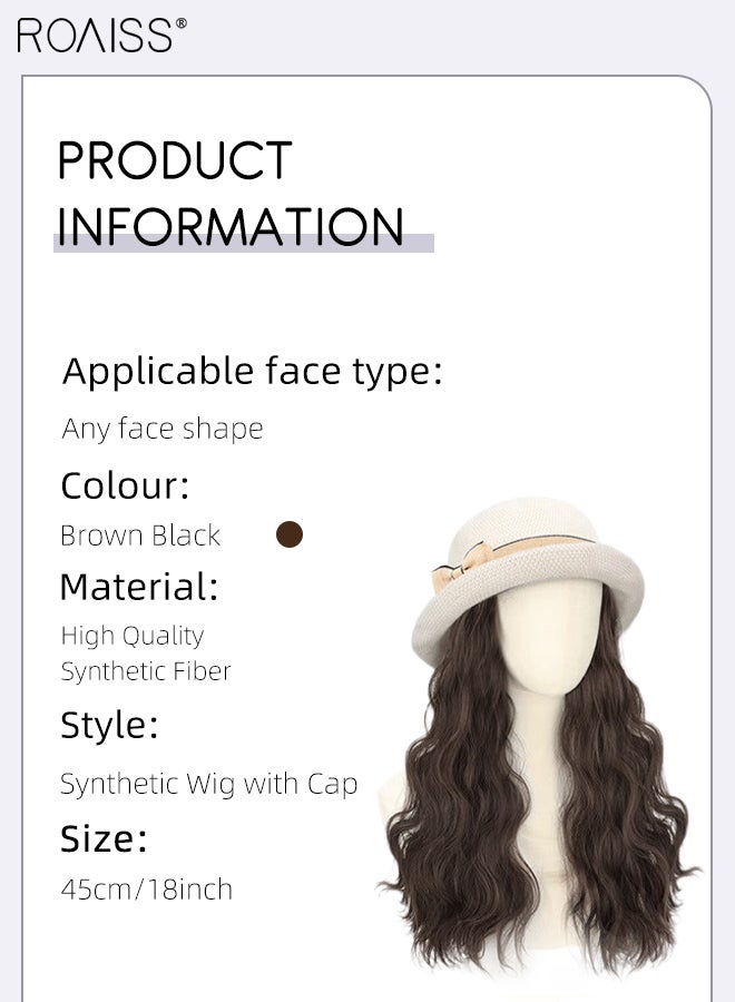 roaiss Long Wavy  Bucket Wig for Women All-in-One Wig Cap Natural Shape Hair Extension Synthetic Heat Resistant Fiber Wig for Daily Party Use 45cm (18 inch) - Image 2