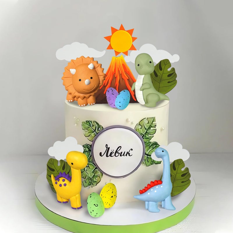 Tazimi Clay Dinosaur Cake Toppers Dinosaur Egg Volcano Cake Decorations for Boy Girl Kid Dinosaur Theme Birthday - Image 4