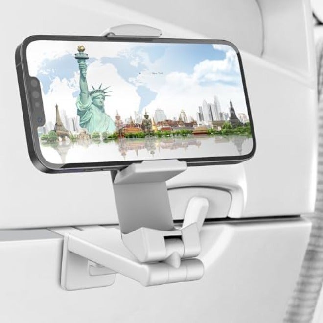 Perilogics Universal in Flight Airplane Phone Holder Mount. Hands Free Viewing with Multi-Directional Dual 360 Degree Rotation. Pocket Size Must Have Airplane Travel Essential Accessory for Flying - Image 1