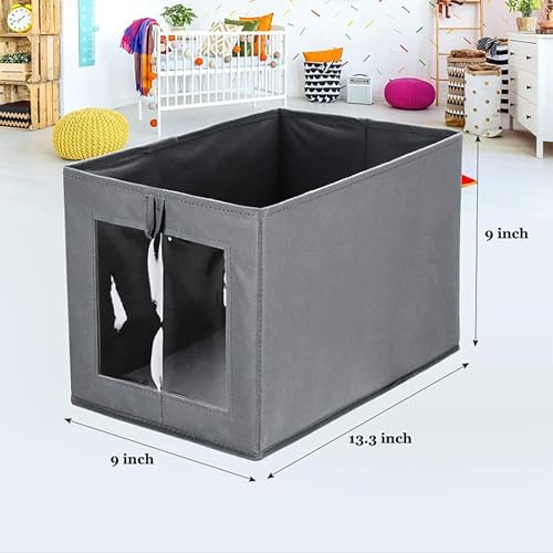 MosQuick® 2 pcs Washable Premium cloth organizer for wardrobe Foldable Visible Wardrobe Organizer for Clothes Cloth Storage Box almirah organizer for clothes storage box for clothes (2 pcs grey) - Image 3