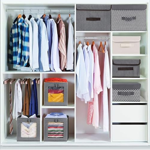 MosQuick® 2 pcs Washable Premium cloth organizer for wardrobe Foldable Visible Wardrobe Organizer for Clothes Cloth Storage Box almirah organizer for clothes storage box for clothes (2 pcs grey) - Image 2